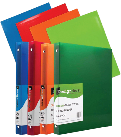 Assorted Primary Heavy-Duty Folders and 3/4 Inch Binders