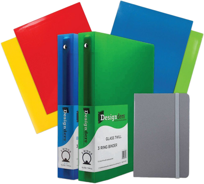 Gray Journal Back to School Primary Assortment Pack with Folders, 1 1/2 Inch Binders and Journal