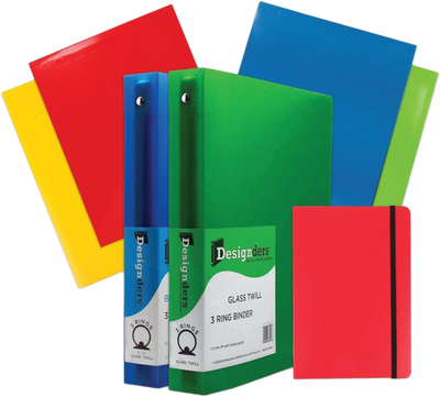Red Journal Primary Glossy Folders, 1 1/2 Inch Binders, and Red Journal Pack