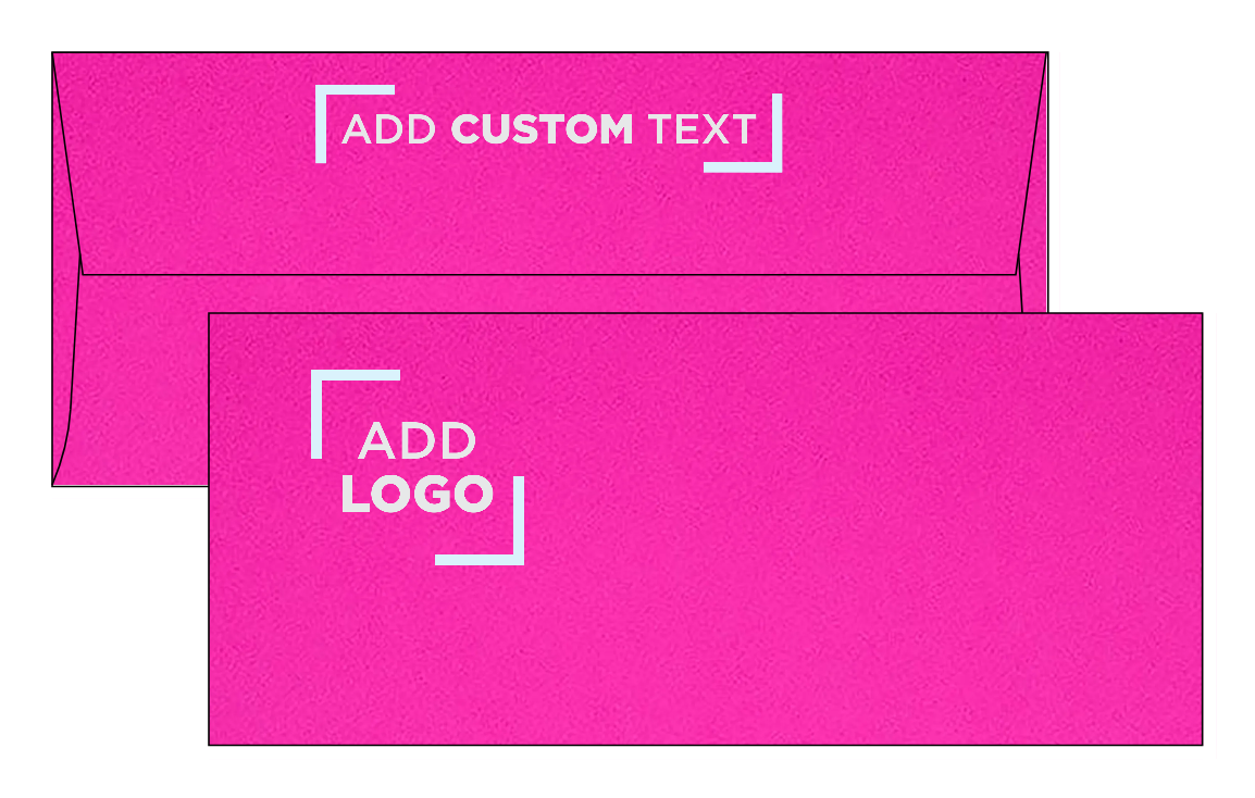 Fuchsia Pink Magenta 32lb #10 Square Flap Envelopes (4 1/8 x 9 1/2) with Peel & Seal