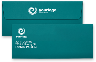 Teal Blue 32lb #10 Square Flap Envelopes (4 1/8 x 9 1/2) with Peel & Seal