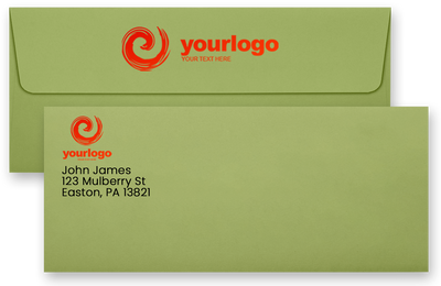 Olive Green 28lb #10 Square Flap Envelopes (4 1/8 x 9 1/2) with Peel & Seal