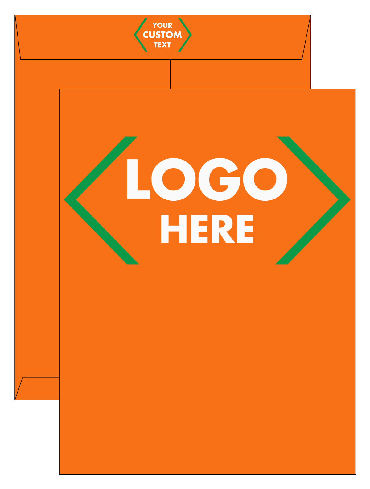 Mandarin Orange 32lb 10 x 13 Open End Envelopes with Peel & Seal