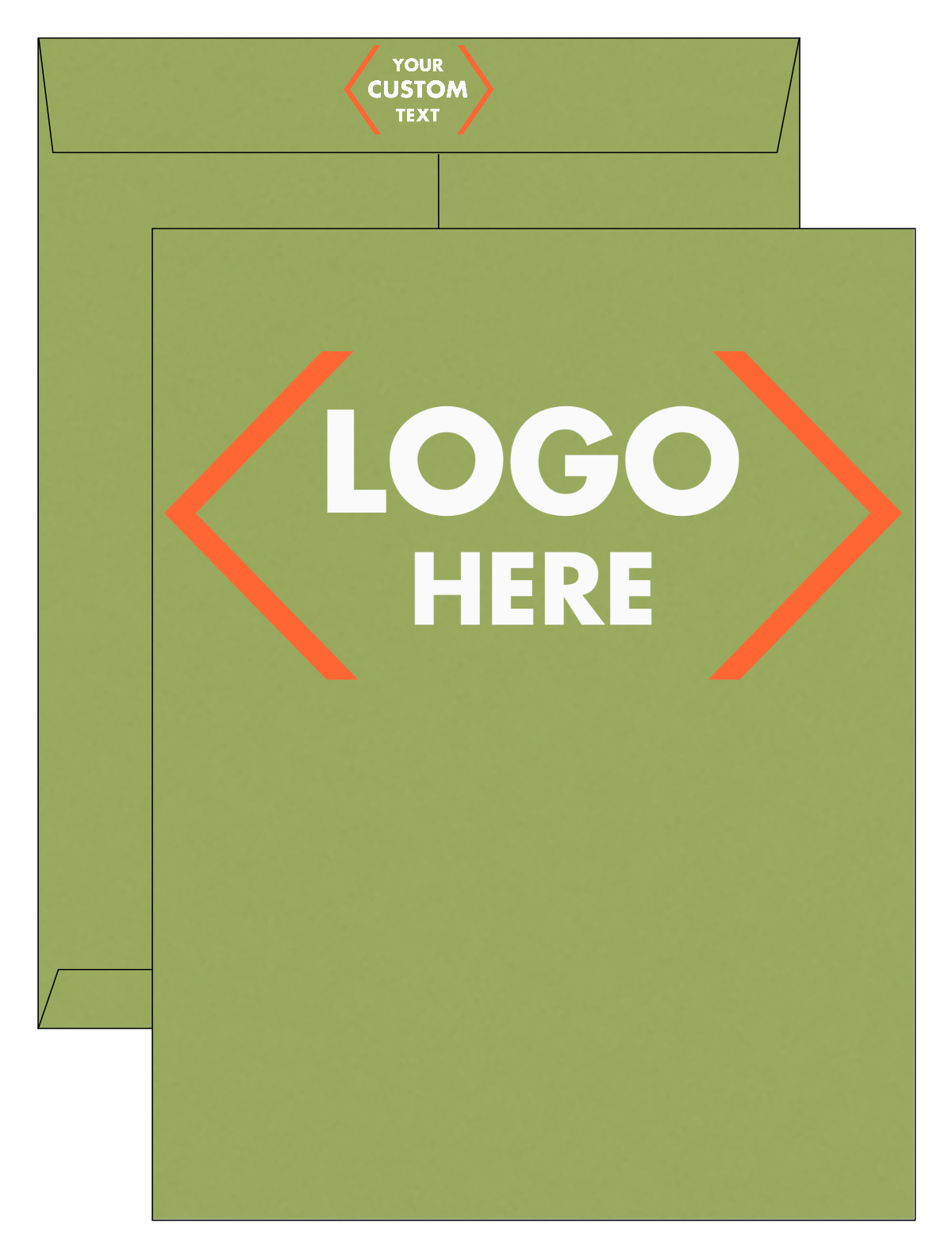 Olive Green 28lb 10 x 13 Open End Envelopes with Peel & Seal