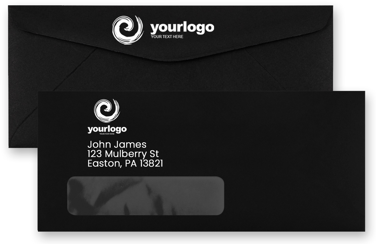 Smooth Midnight Black 32lb #10 Window Envelopes (4 1/8 x 9 1/2)