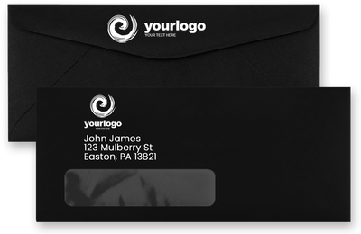 Smooth Midnight Black 32lb #10 Window Envelopes (4 1/8 x 9 1/2)