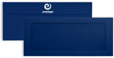Navy Blue 32lb #10 Full Face Window Envelopes (4 1/8 x 9 1/2) with Peel & Seal