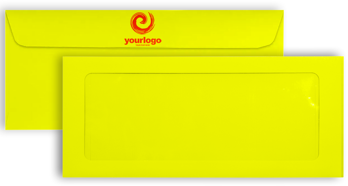 Citrus Yellow 32lb #10 Full Face Window Envelopes (4 1/8 x 9 1/2) with Peel & Seal