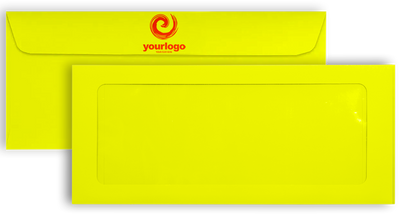 Citrus Yellow 32lb #10 Full Face Window Envelopes (4 1/8 x 9 1/2) with Peel & Seal
