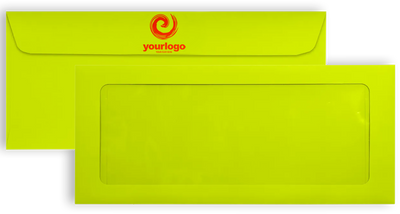 Wasabi Lime Green 32lb #10 Full Face Window Envelopes (4 1/8 x 9 1/2) with Peel & Seal