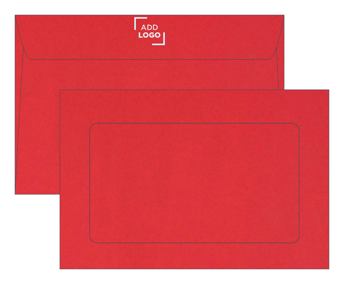 Red 32lb 6 x 9 Full Face Window Envelopes