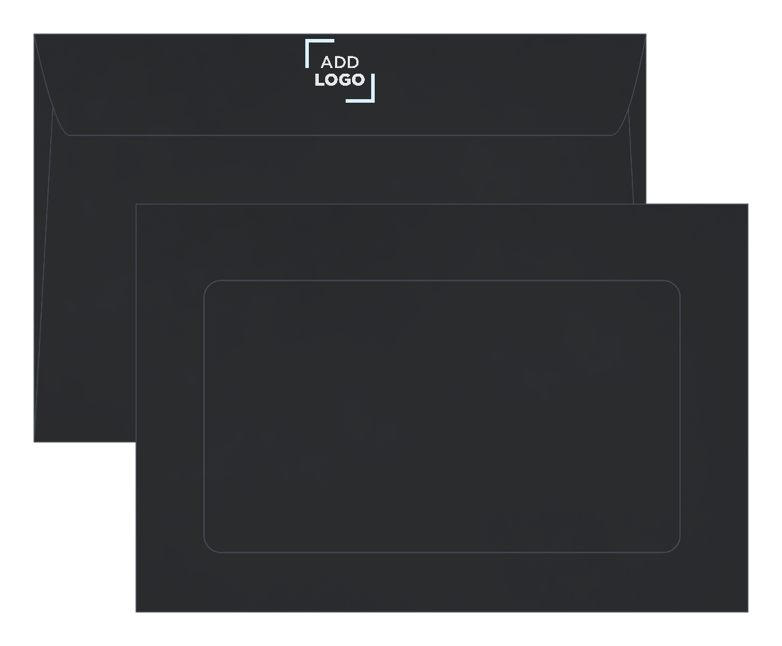 Smooth Midnight Black 32lb 6 x 9 Full Face Window Envelopes