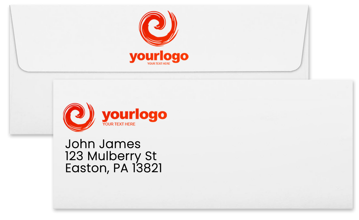White with Red Foil Lining 24lb #10 Square Flap Envelopes (4 1/8 x 9 1/2) with Peel & Seal