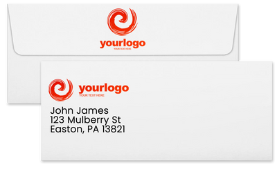 White with Red Foil Lining 24lb #10 Square Flap Envelopes (4 1/8 x 9 1/2) with Peel & Seal