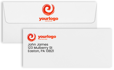 White with Black Foil Lining 24lb #10 Square Flap Envelopes (4 1/8 x 9 1/2) with Peel & Seal