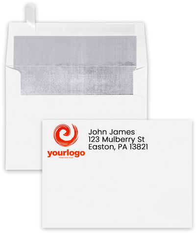 White with Silver Foil Lining 24lb A7 Invitation Envelopes (5 1/4 x 7 1/4) with Peel & Seal