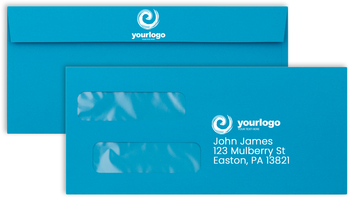 Pool Blue 32lb #10 Invoice Double Window (4 1/8 x 9 1/8) Envelopes with Peel & Seal
