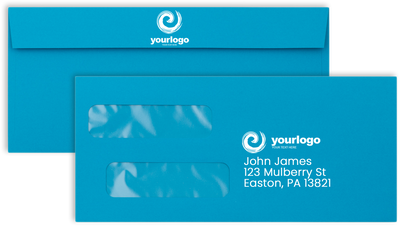 Pool Blue 32lb #10 Invoice Double Window (4 1/8 x 9 1/8) Envelopes with Peel & Seal