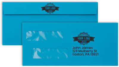 Pool Blue 32lb #10 Invoice Double Window (4 1/8 x 9 1/8) Envelopes with Peel & Seal
