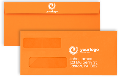 Mandarin Orange 32lb #10 Invoice Double Window (4 1/8 x 9 1/8) Envelopes with Peel & Seal