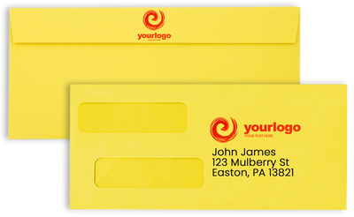 Citrus Yellow 32lb #10 Invoice Double Window (4 1/8 x 9 1/8) Envelopes with Peel & Seal