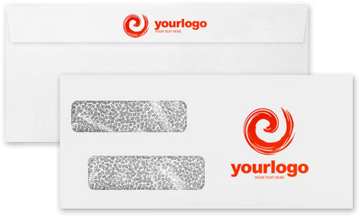White with Security Tint 24lb #10 Invoice Double Window (4 1/8 x 9 1/8) Envelopes with Peel & Seal