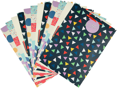 Assorted Shapes Jumbo Gift Bags (13 x 18 x 5) - 12 Pack (12 Bags- 4 Designs)