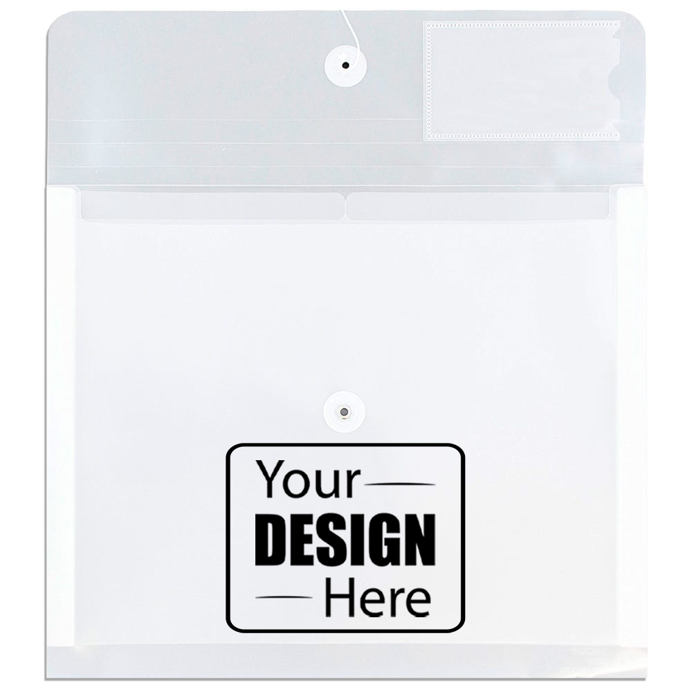 Clear Letter Booklet with 2 Dividers Plastic Envelopes (9 3/4 x 13) with Button & String