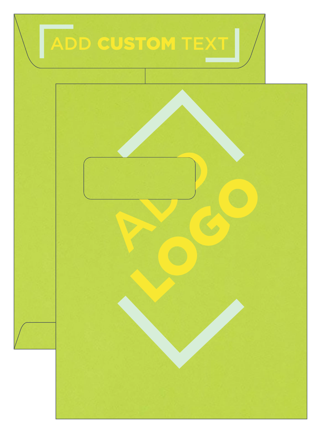 Lime Green 32lb 9 x 12 Open End Window Envelopes with Peel & Seal