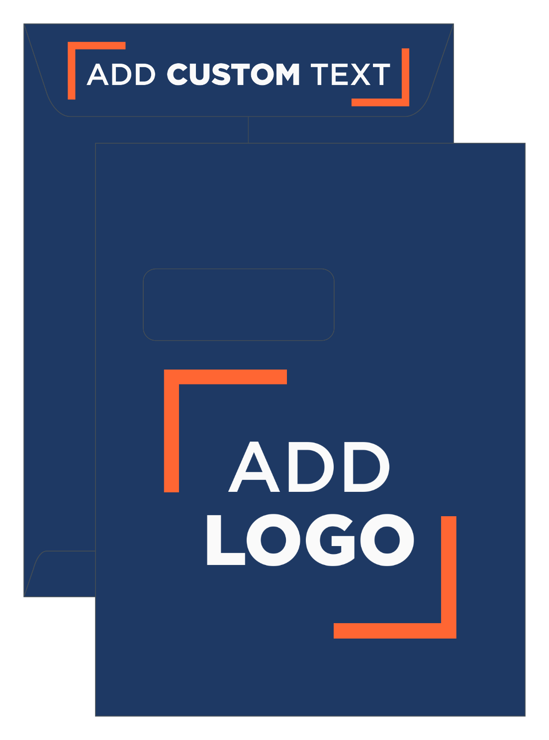 Navy Blue 32lb 9 x 12 Open End Window Envelopes with Peel & Seal
