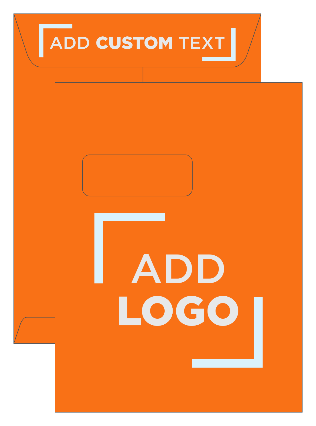 Mandarin Orange 32lb 9 x 12 Open End Window Envelopes with Peel & Seal