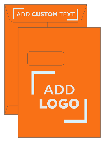Mandarin Orange 32lb 9 x 12 Open End Window Envelopes with Peel & Seal