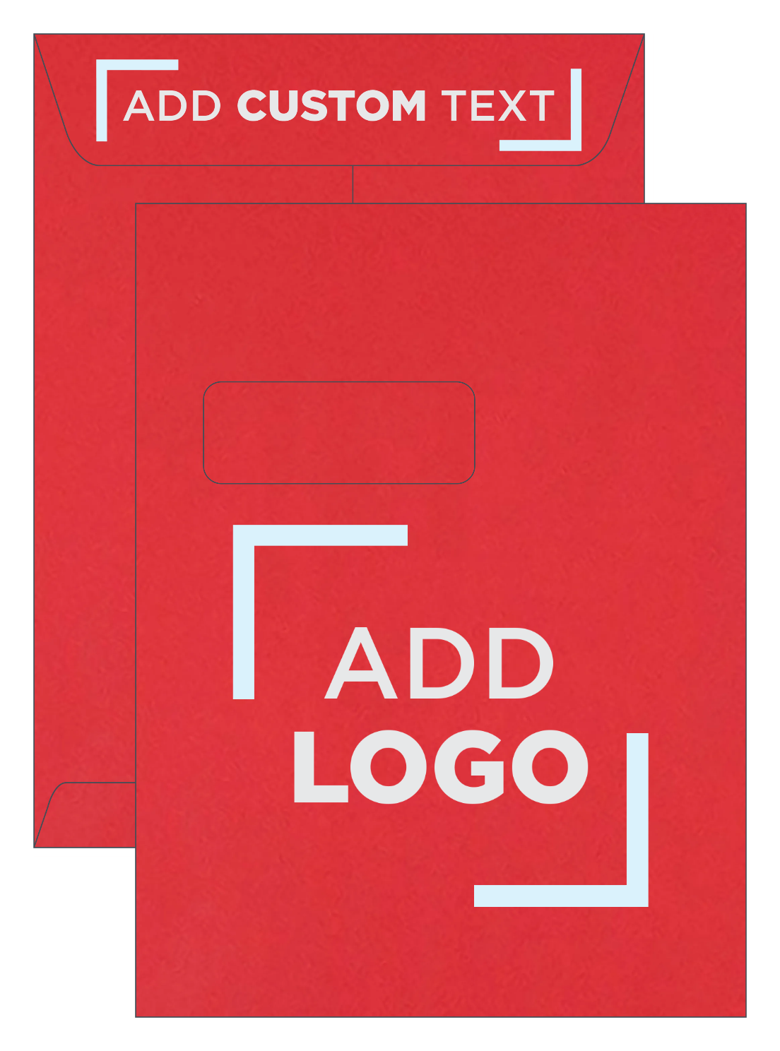 Red 32lb 9 x 12 Open End Window Envelopes with Peel & Seal