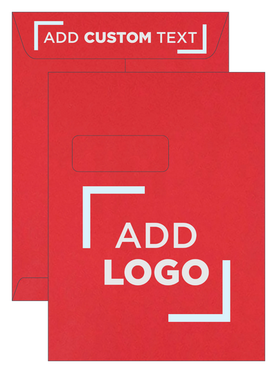Red 32lb 9 x 12 Open End Window Envelopes with Peel & Seal