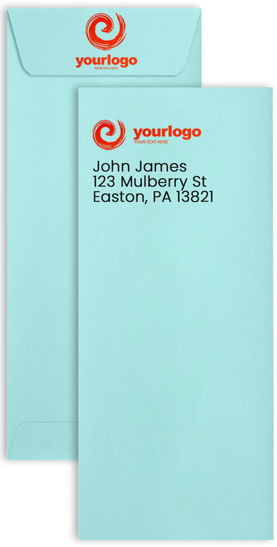 Seafoam Aqua Blue 32lb #10 Policy Envelopes (4 1/8 x 9 1/2) with Peel & Seal