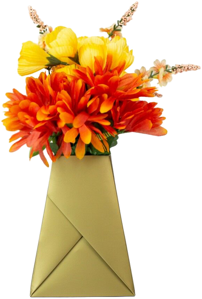 Metallic Gold Paper Pop Flower Vases - 3 Pack
