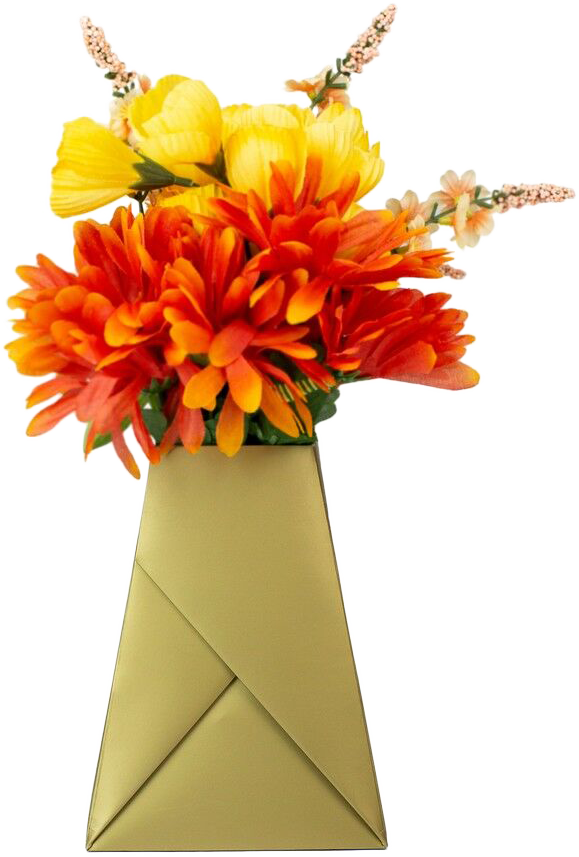 Metallic Gold Paper Pop Flower Vases - 3 Pack