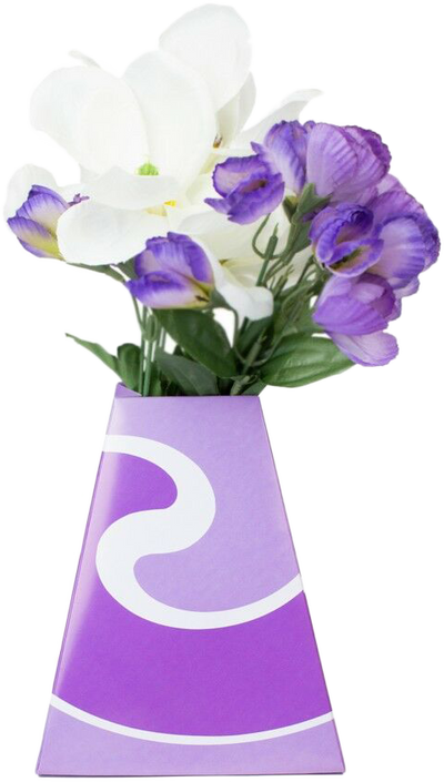 Violet Swirls Design Paper Pop Flower Vases - 3 Pack