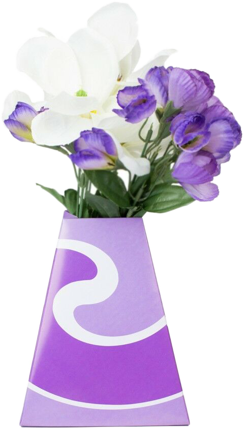Violet Swirls Design Paper Pop Flower Vases - 3 Pack