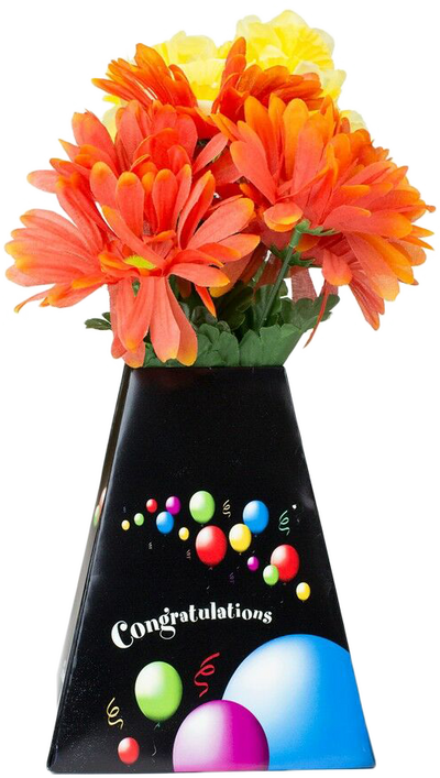 Congratulations Black Paper Pop Flower Up Vases - 3 Pack