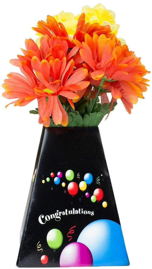 Congratulations Black Paper Pop Flower Up Vases - 3 Pack