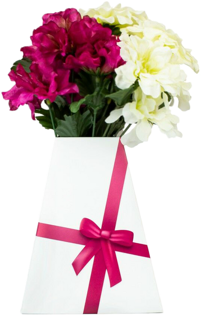 Pink Ribbon Design Paper Pop Flower Vases - 3 Pack