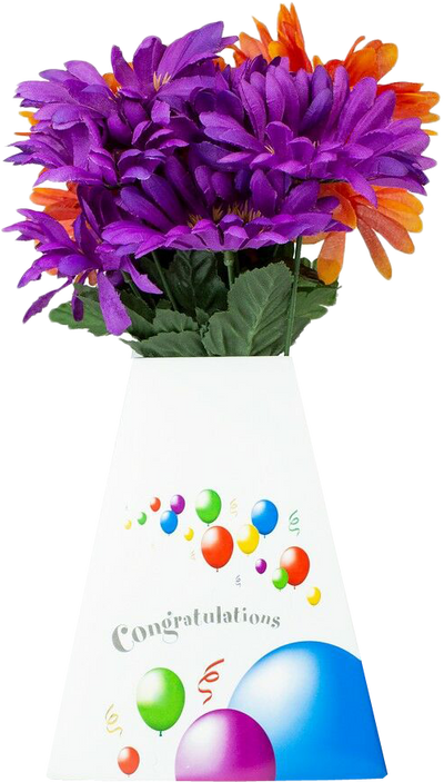 Congratulations White Paper Pop Flower Up Vases - 3 Pack
