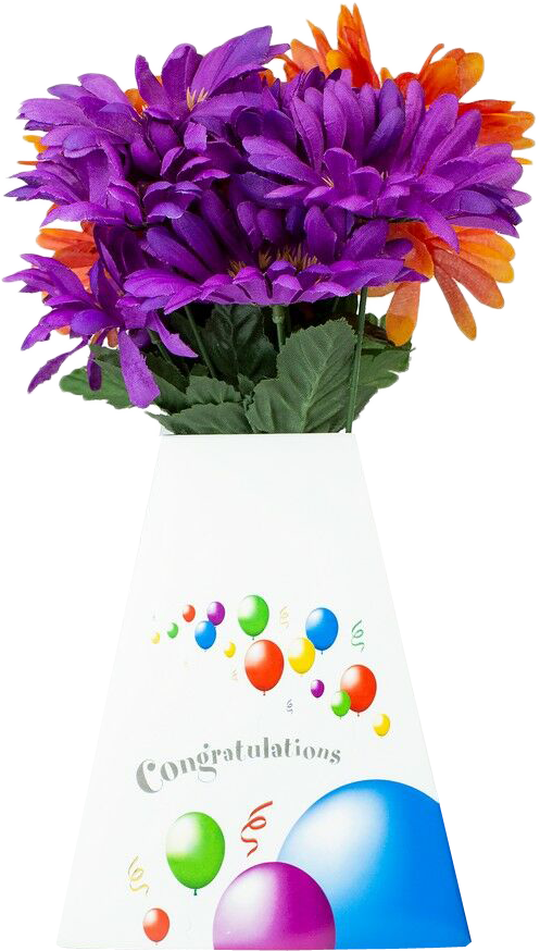 Congratulations White Paper Pop Flower Up Vases - 3 Pack