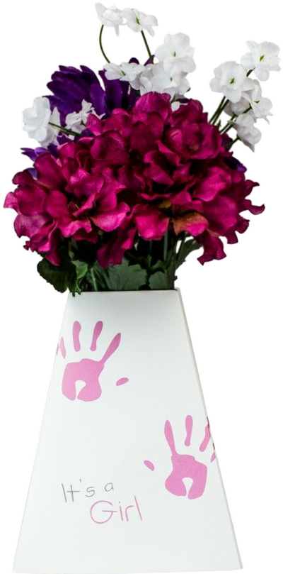 Pink Handprints Paper Pop Flower Vases - 3 Pack