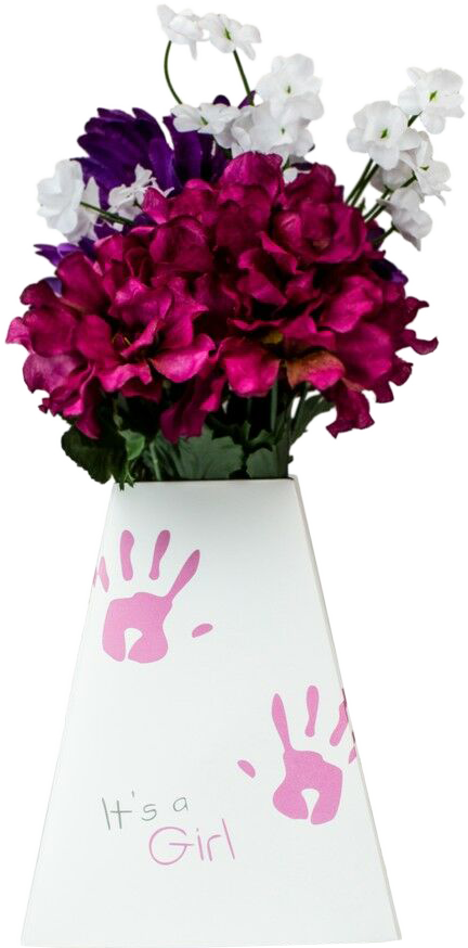 Pink Handprints Paper Pop Flower Vases - 3 Pack