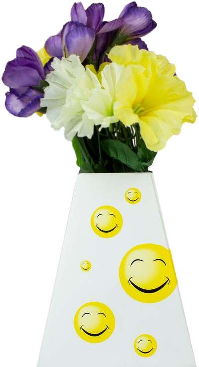 Happy Smiles Design Paper Pop Flower Vases - 3 Pack