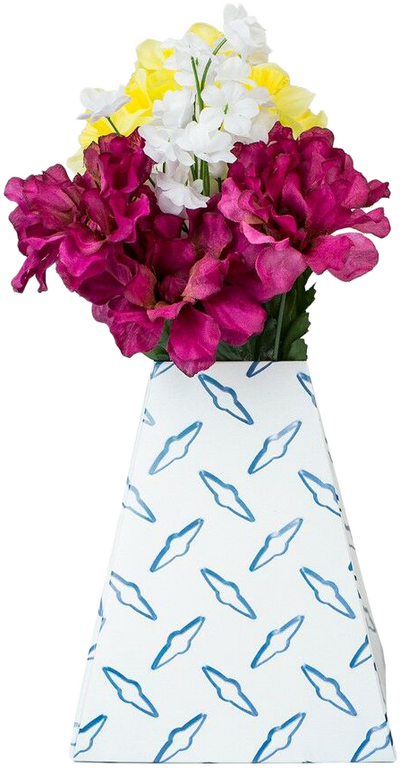 Blue Mesh Design Paper Pop Flower Vases - 3 Pack