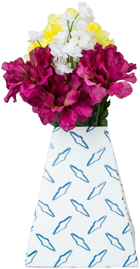 Blue Mesh Design Paper Pop Flower Vases - 3 Pack
