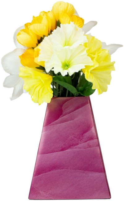 Purple Marble Design Paper Pop Flower Vases - 3 Pack
